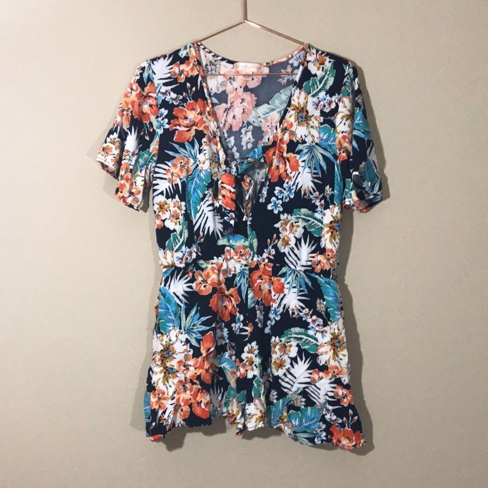 Tie front romper